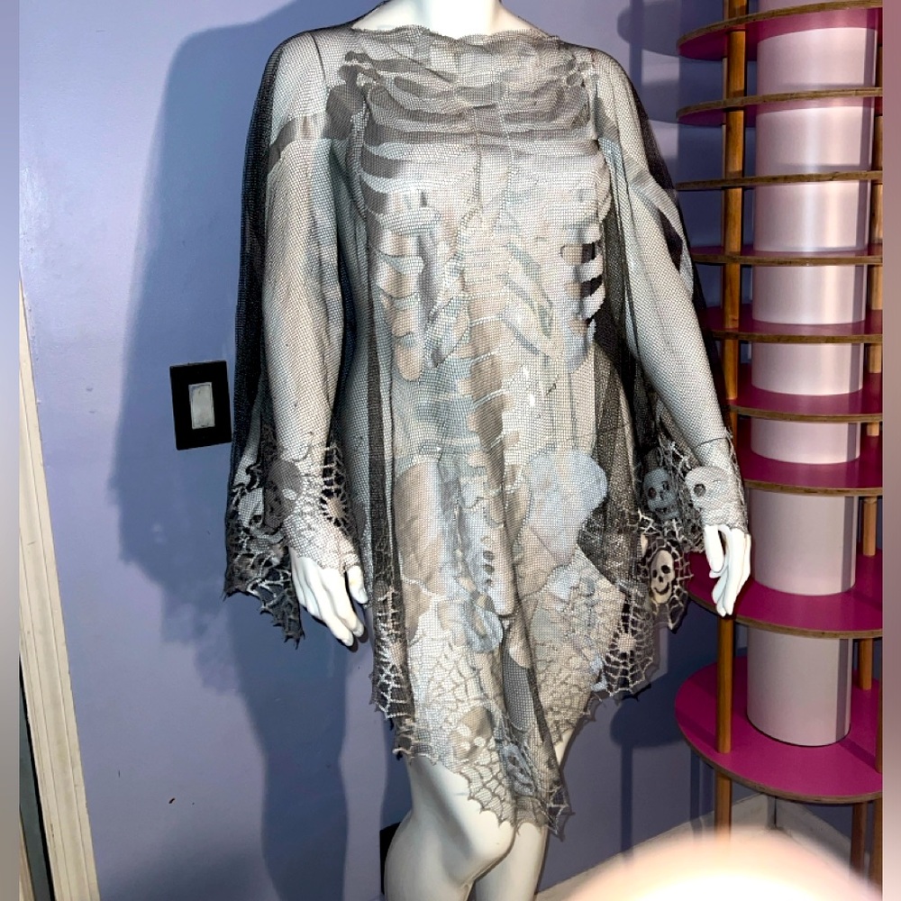 OS Mesh Skeleton Poncho Halloween
